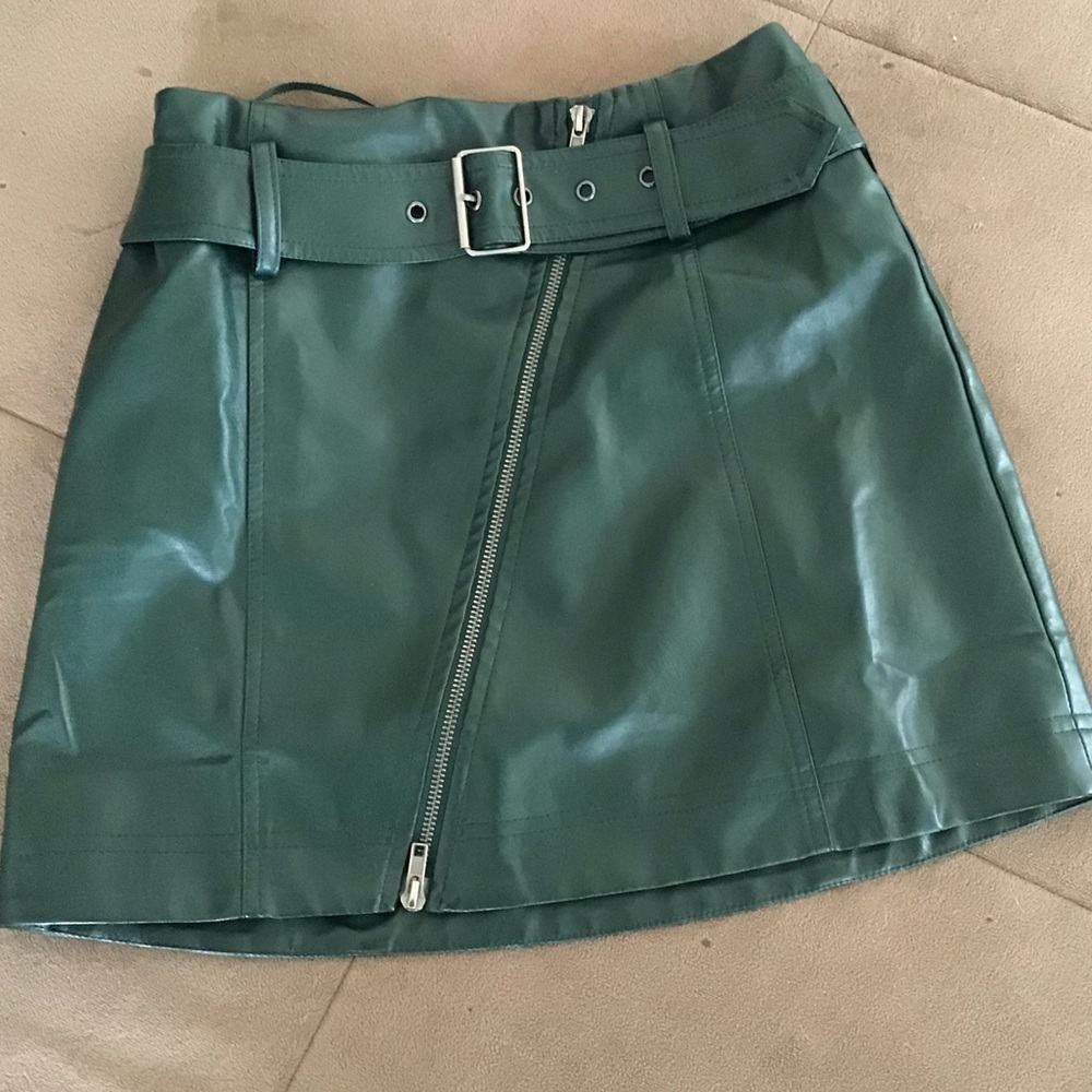 Fashion Nova. Pleather, Hunter Green Skirt